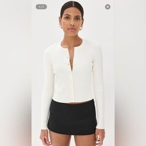 Reformation Joanne Ribbed Cotton Cardigan White XS Button Front